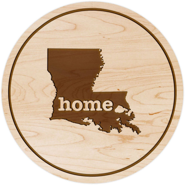 "Home" State Outline Maple Coaster (Available In All 50 States) Coaster Shop LazerEdge LA - Louisiana Maple 