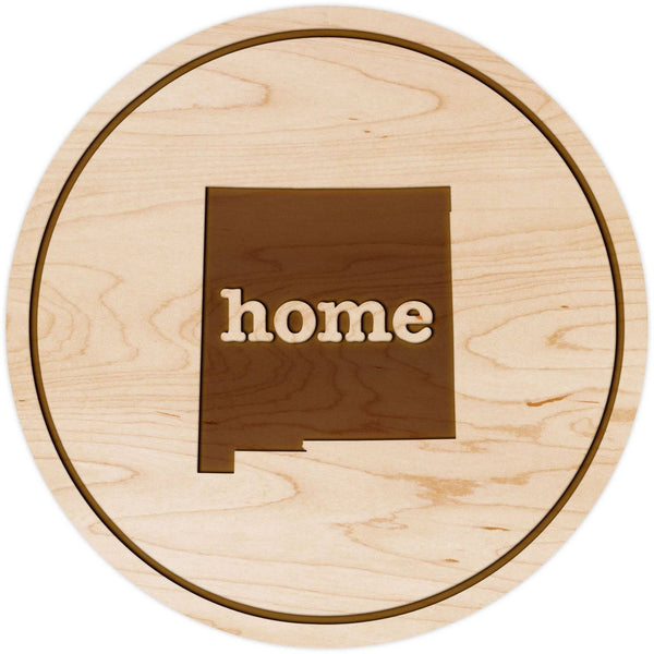 "Home" State Outline Maple Coaster (Available In All 50 States) Coaster Shop LazerEdge NM - New Mexico Maple 