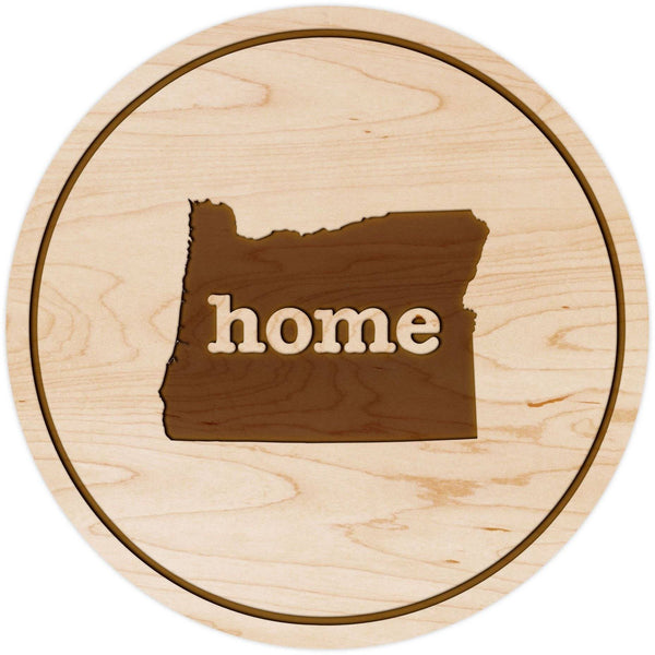 "Home" State Outline Maple Coaster (Available In All 50 States) Coaster Shop LazerEdge OR - Oregon Maple 