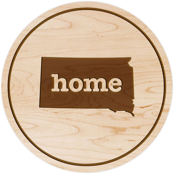 "Home" State Outline Maple Coaster (Available In All 50 States) Coaster Shop LazerEdge SD - South Dakota Maple 