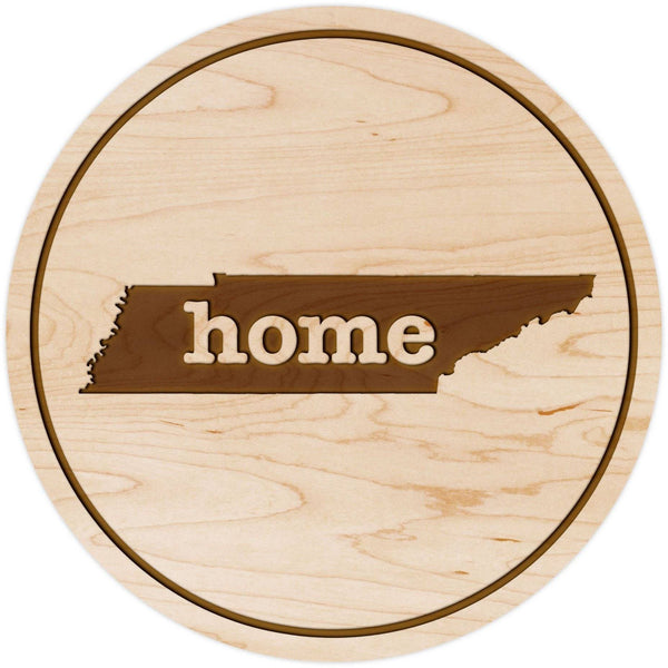 "Home" State Outline Maple Coaster (Available In All 50 States) Coaster Shop LazerEdge TN - Tennessee Maple 