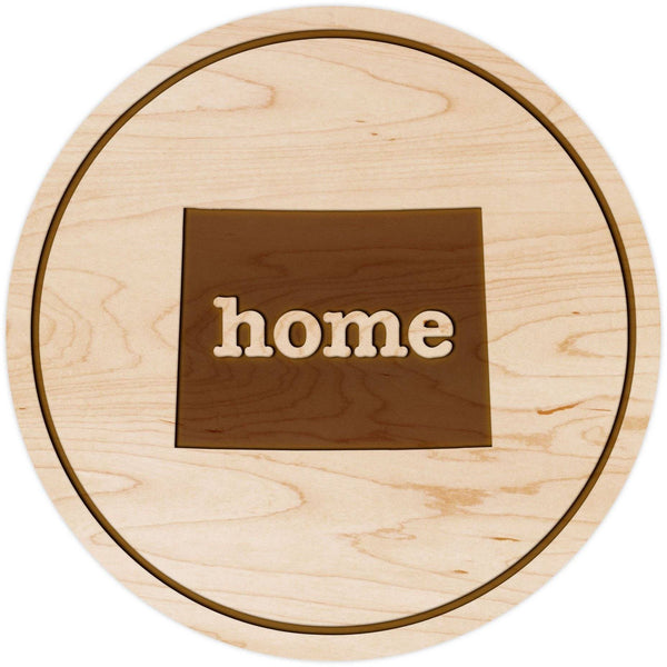 "Home" State Outline Maple Coaster (Available In All 50 States) Coaster Shop LazerEdge WY - Wyoming Maple 