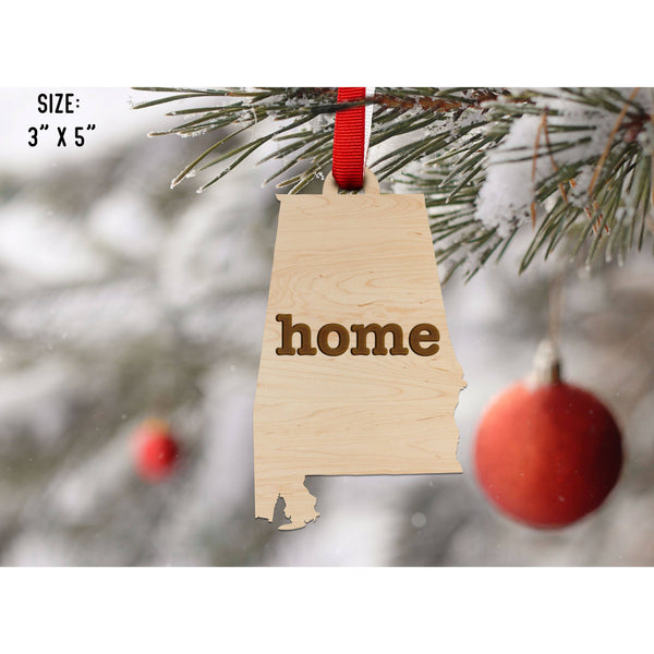 "Home" State Outline Maple Ornament (Available In All 50 States ) Ornament Shop LazerEdge AL - Alabama Maple 