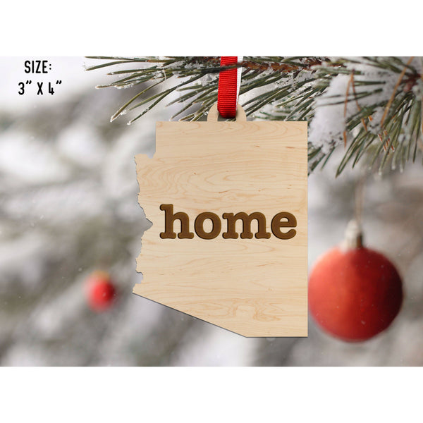 "Home" State Outline Maple Ornament (Available In All 50 States ) Ornament Shop LazerEdge AZ - Arizona Maple 