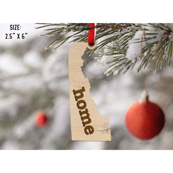 "Home" State Outline Maple Ornament (Available In All 50 States ) Ornament Shop LazerEdge DE - Delaware Maple 