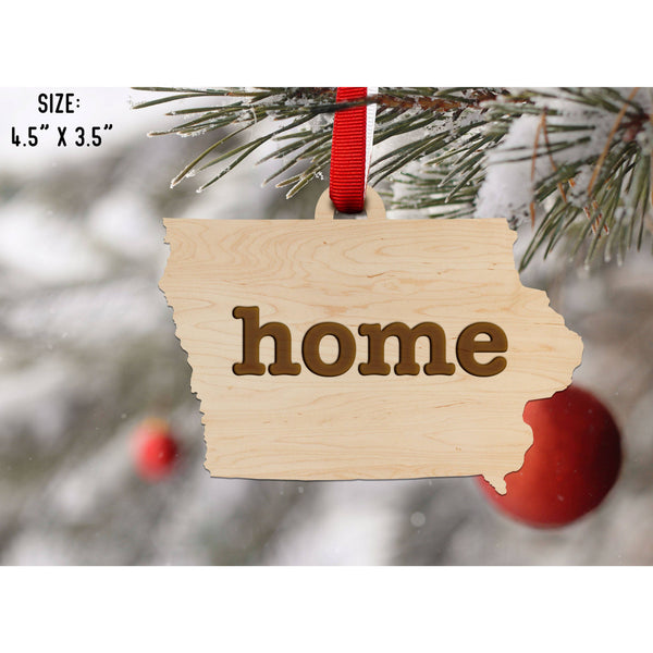 "Home" State Outline Maple Ornament (Available In All 50 States ) Ornament Shop LazerEdge IA - Iowa Maple 