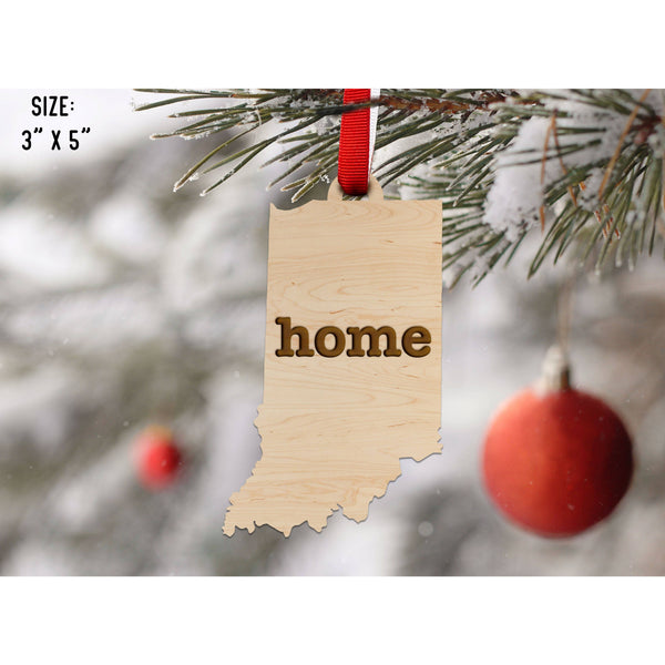 "Home" State Outline Maple Ornament (Available In All 50 States ) Ornament Shop LazerEdge IN - Indiana Maple 