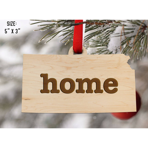 "Home" State Outline Maple Ornament (Available In All 50 States ) Ornament Shop LazerEdge KS - Kansas Maple 