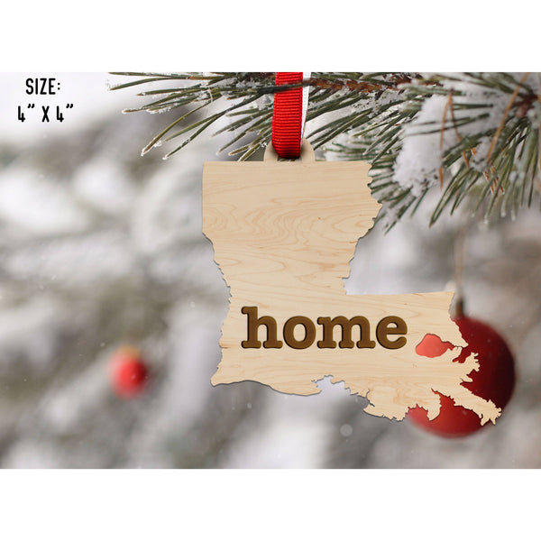 "Home" State Outline Maple Ornament (Available In All 50 States ) Ornament Shop LazerEdge LA - Louisiana Maple 