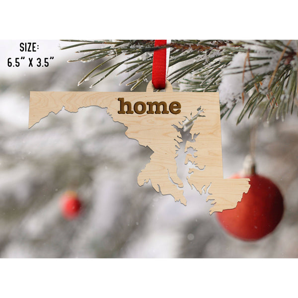 "Home" State Outline Maple Ornament (Available In All 50 States ) Ornament Shop LazerEdge MD - Maryland Maple 