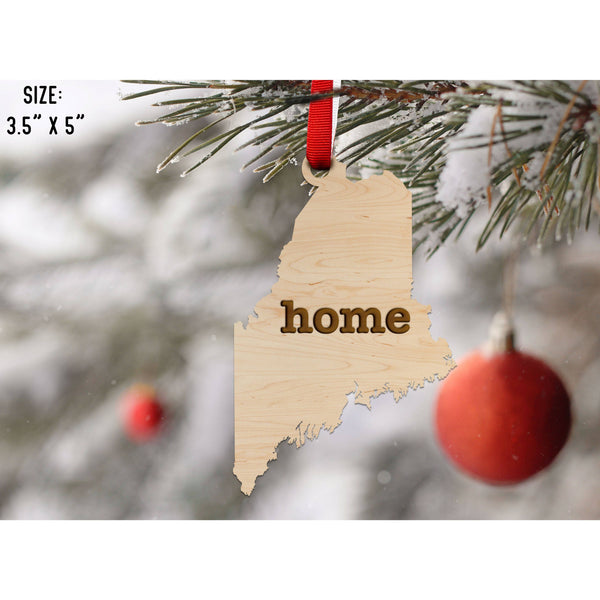 "Home" State Outline Maple Ornament (Available In All 50 States ) Ornament Shop LazerEdge ME - Maine Maple 