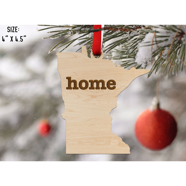 "Home" State Outline Maple Ornament (Available In All 50 States ) Ornament Shop LazerEdge MN - Minnesota Maple 