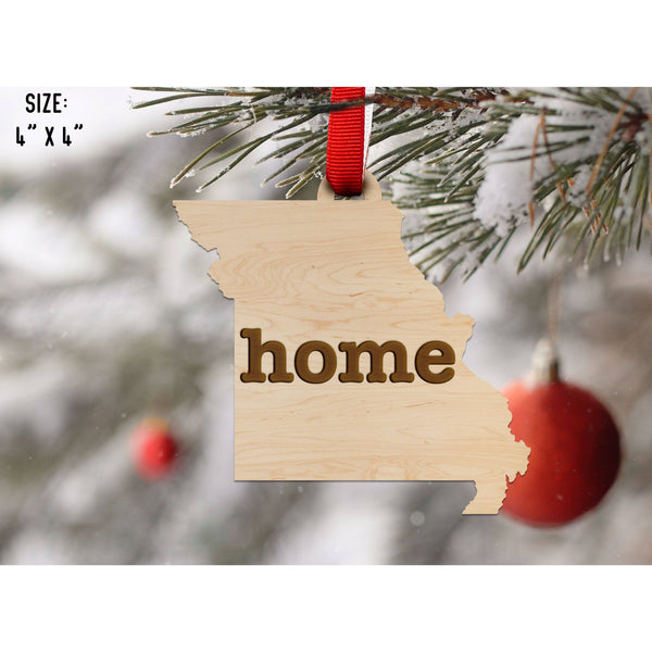 "Home" State Outline Maple Ornament (Available In All 50 States ) Ornament Shop LazerEdge MO - Missouri Maple 