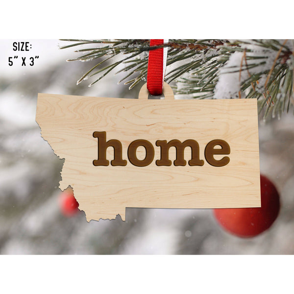 "Home" State Outline Maple Ornament (Available In All 50 States ) Ornament Shop LazerEdge MT - Montana Maple 