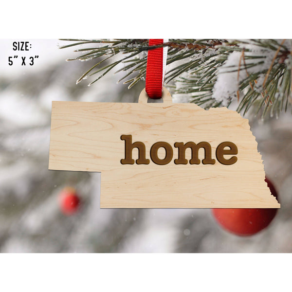 "Home" State Outline Maple Ornament (Available In All 50 States ) Ornament Shop LazerEdge NE - Nebraska Maple 