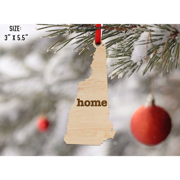 "Home" State Outline Maple Ornament (Available In All 50 States ) Ornament Shop LazerEdge NH - New Hampshire Maple 