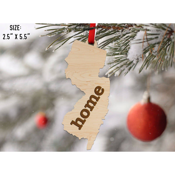 "Home" State Outline Maple Ornament (Available In All 50 States ) Ornament Shop LazerEdge NJ - New Jersey Maple 