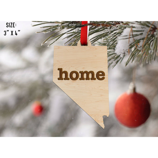 "Home" State Outline Maple Ornament (Available In All 50 States ) Ornament Shop LazerEdge NV - Nevada Maple 