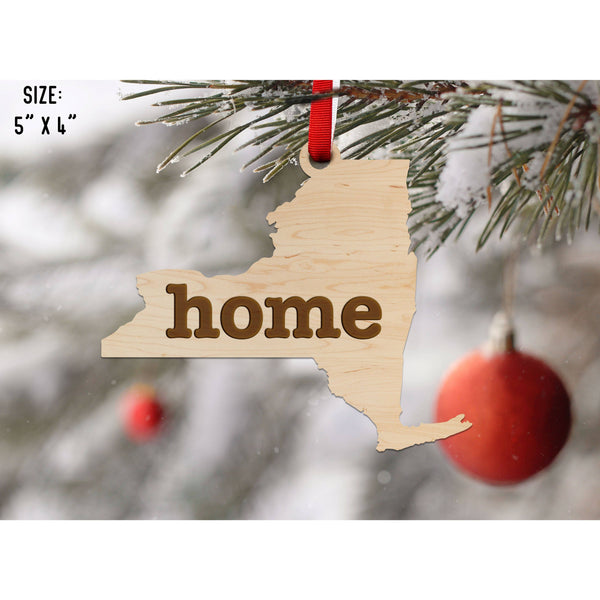 "Home" State Outline Maple Ornament (Available In All 50 States ) Ornament Shop LazerEdge NY - New York Maple 