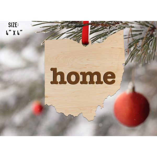 "Home" State Outline Maple Ornament (Available In All 50 States ) Ornament Shop LazerEdge OH - Ohio Maple 