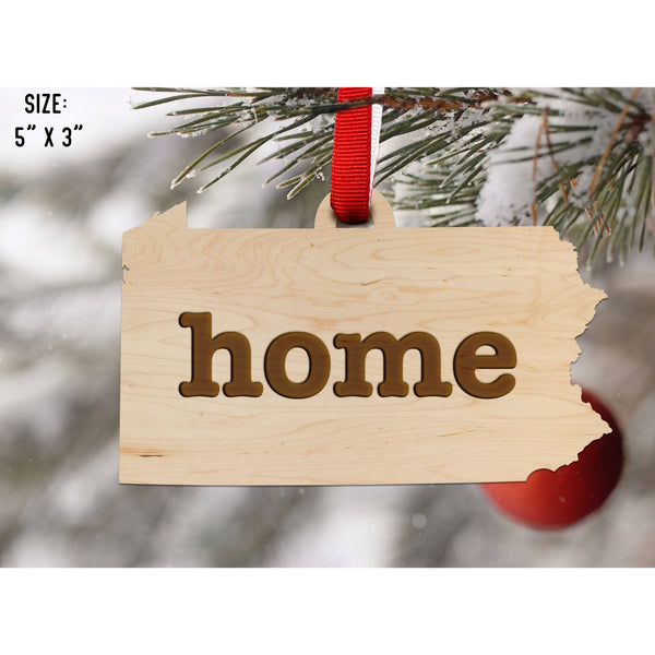 "Home" State Outline Maple Ornament (Available In All 50 States ) Ornament Shop LazerEdge PA - Pennsylvania Maple 