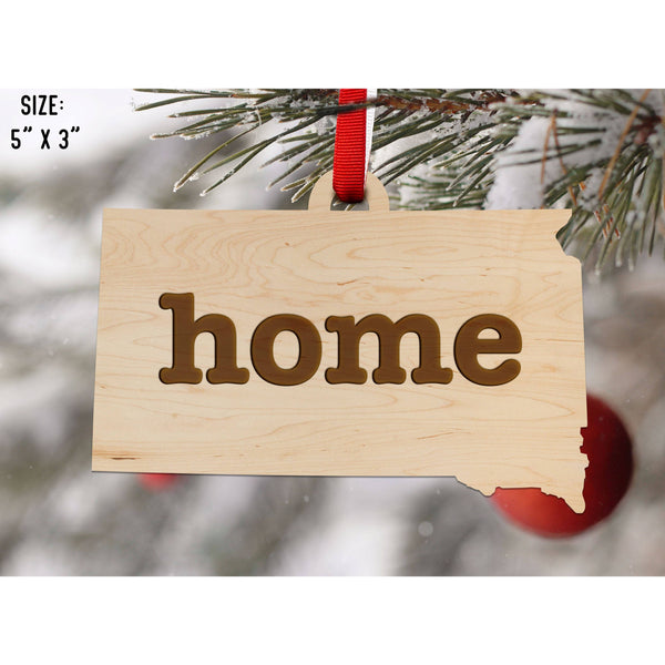 "Home" State Outline Maple Ornament (Available In All 50 States ) Ornament Shop LazerEdge SD - South Dakota Maple 