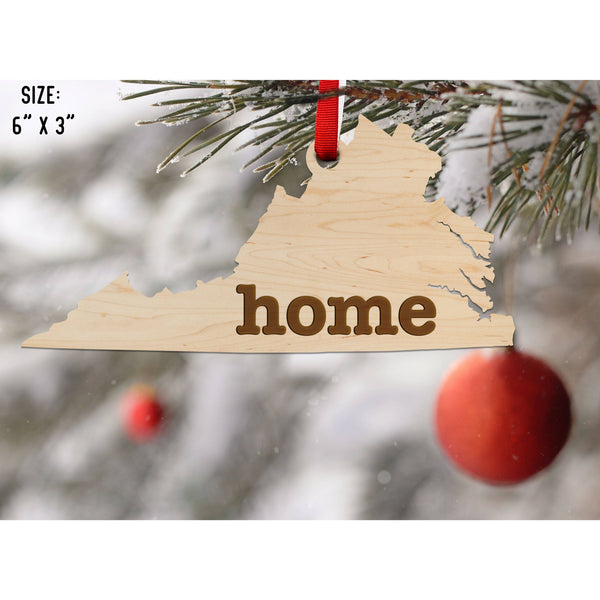 "Home" State Outline Maple Ornament (Available In All 50 States ) Ornament Shop LazerEdge VA - Virginia Maple 