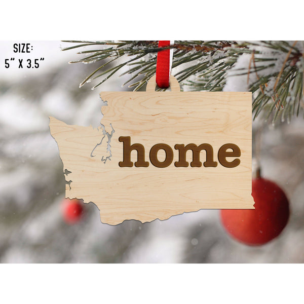"Home" State Outline Maple Ornament (Available In All 50 States ) Ornament Shop LazerEdge WA - Washington Maple 