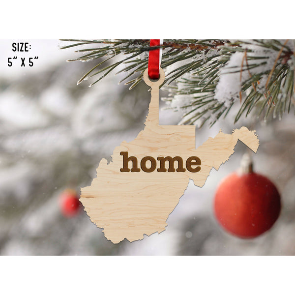 "Home" State Outline Maple Ornament (Available In All 50 States ) Ornament Shop LazerEdge WV - West Virginia Maple 