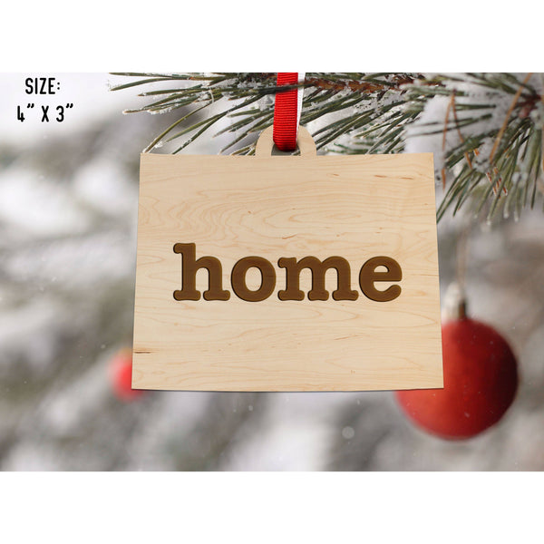 "Home" State Outline Maple Ornament (Available In All 50 States ) Ornament Shop LazerEdge WY - Wyoming Maple 