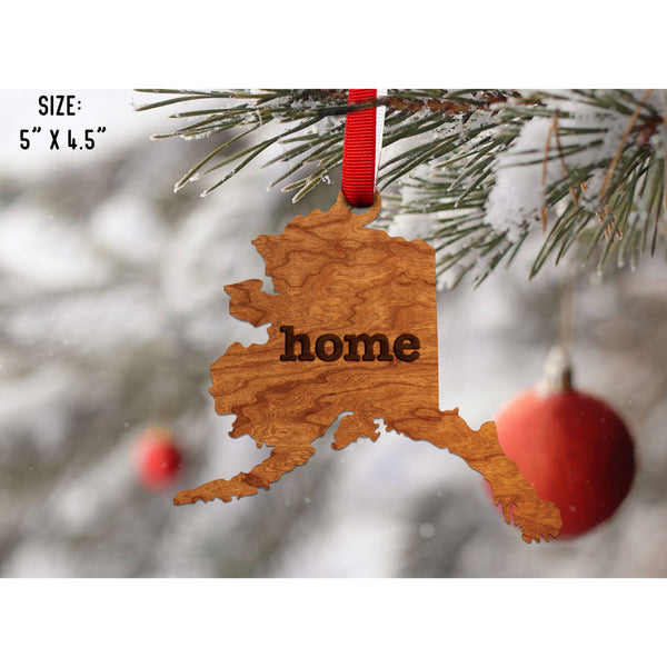 "Home" State Outline Cherry Ornament (Available In All 50 States ) Ornament Shop LazerEdge AK - Alaska Cherry 