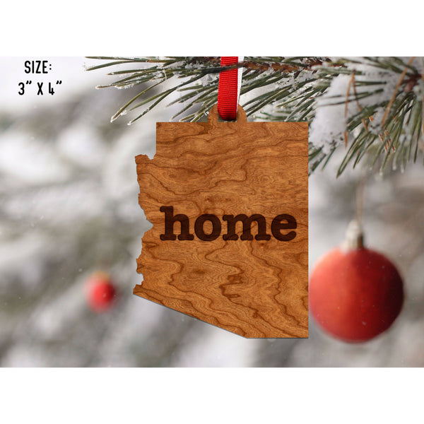 "Home" State Outline Cherry Ornament (Available In All 50 States ) Ornament Shop LazerEdge AZ - Arizona Cherry 