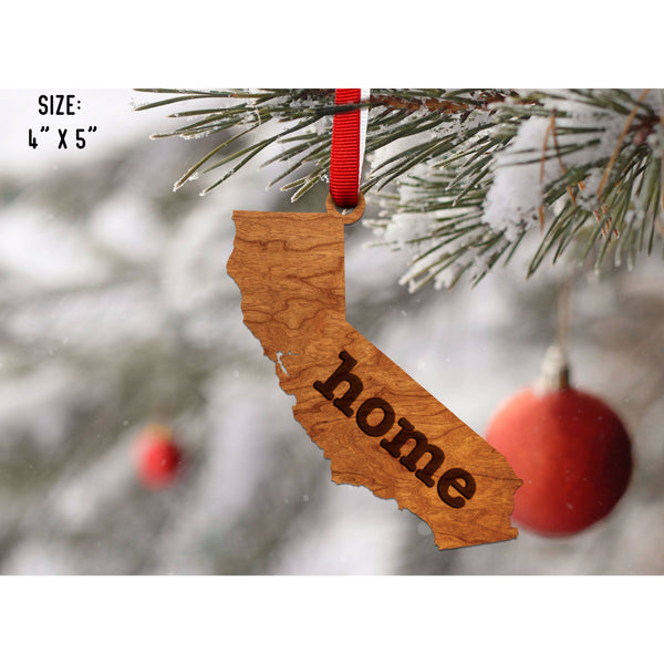 "Home" State Outline Cherry Ornament (Available In All 50 States ) Ornament Shop LazerEdge CA - California Cherry 