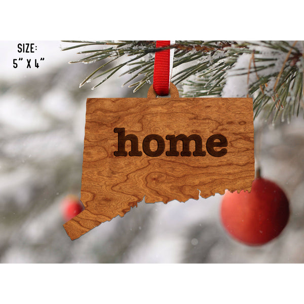 "Home" State Outline Cherry Ornament (Available In All 50 States ) Ornament Shop LazerEdge CT - Connecticut Cherry 