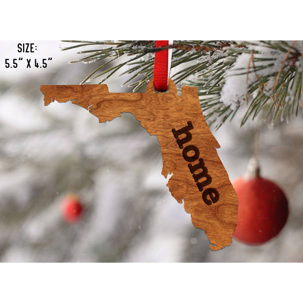 "Home" State Outline Cherry Ornament (Available In All 50 States ) Ornament Shop LazerEdge FL - Florida Cherry 