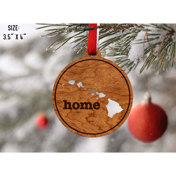 "Home" State Outline Cherry Ornament (Available In All 50 States ) Ornament Shop LazerEdge HI - Hawaii Cherry 