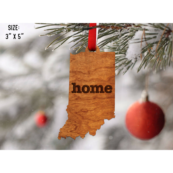 "Home" State Outline Cherry Ornament (Available In All 50 States ) Ornament Shop LazerEdge IN - Indiana Cherry 