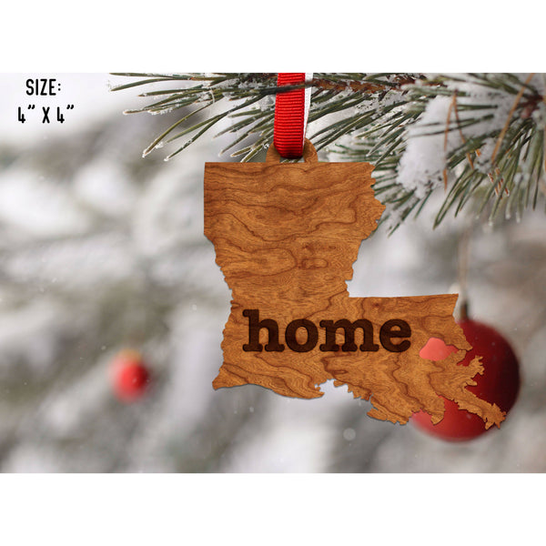 "Home" State Outline Cherry Ornament (Available In All 50 States ) Ornament Shop LazerEdge LA - Louisiana Cherry 