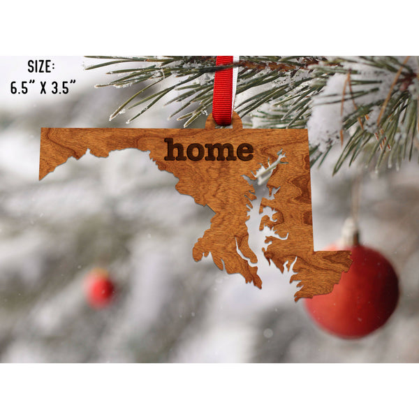 "Home" State Outline Cherry Ornament (Available In All 50 States ) Ornament Shop LazerEdge MD - Maryland Cherry 