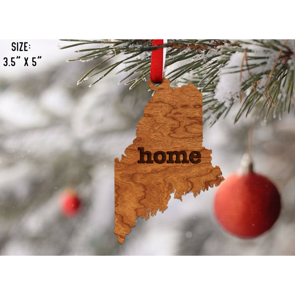 "Home" State Outline Cherry Ornament (Available In All 50 States ) Ornament Shop LazerEdge ME - Maine Cherry 