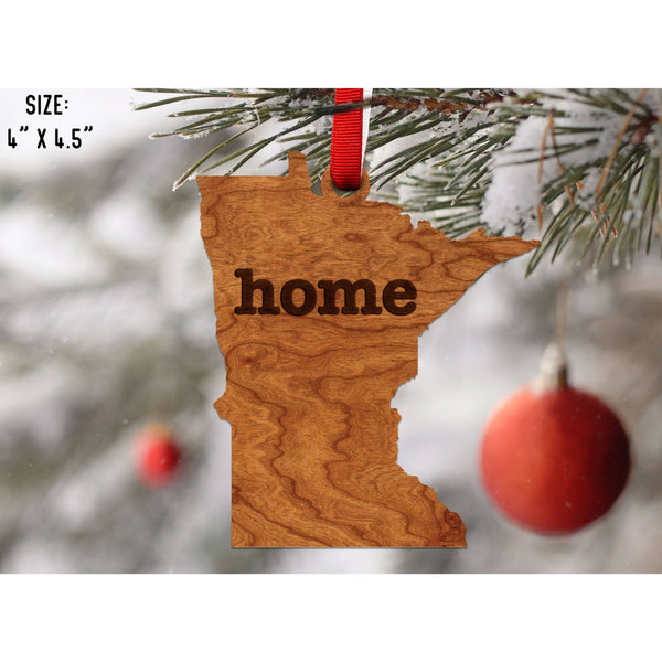 "Home" State Outline Cherry Ornament (Available In All 50 States ) Ornament Shop LazerEdge MN - Minnesota Cherry 