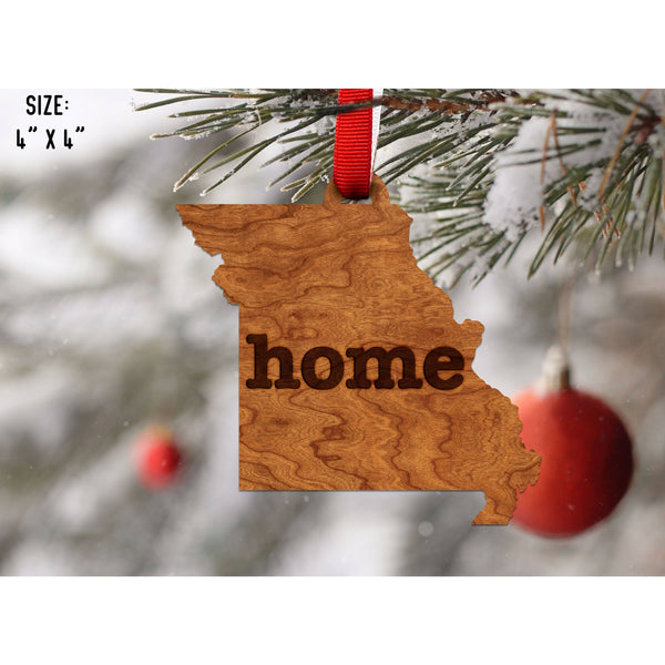 "Home" State Outline Cherry Ornament (Available In All 50 States ) Ornament Shop LazerEdge MO - Missouri Cherry 