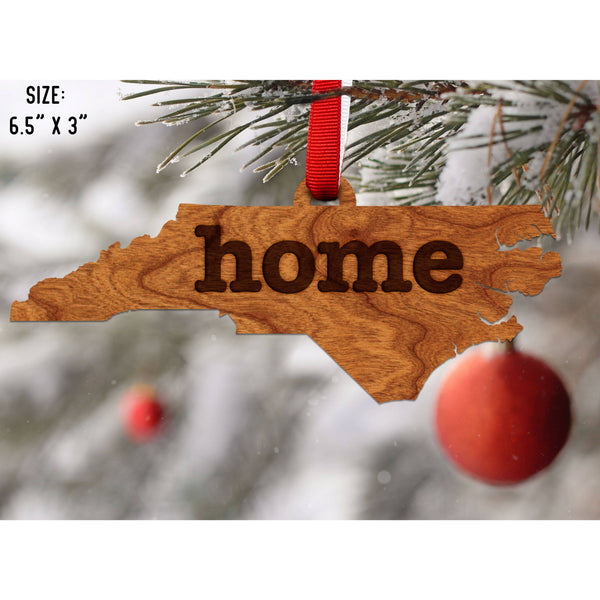 "Home" State Outline Cherry Ornament (Available In All 50 States ) Ornament Shop LazerEdge NC - North Carolina Cherry 