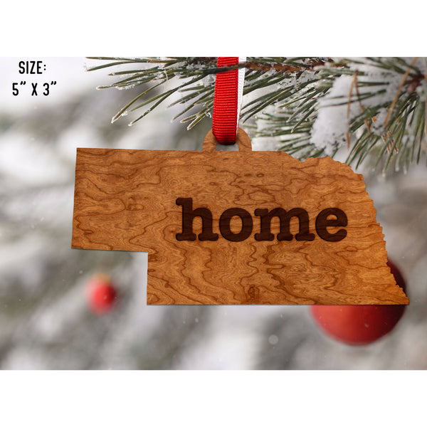 "Home" State Outline Cherry Ornament (Available In All 50 States ) Ornament Shop LazerEdge NE - Nebraska Cherry 