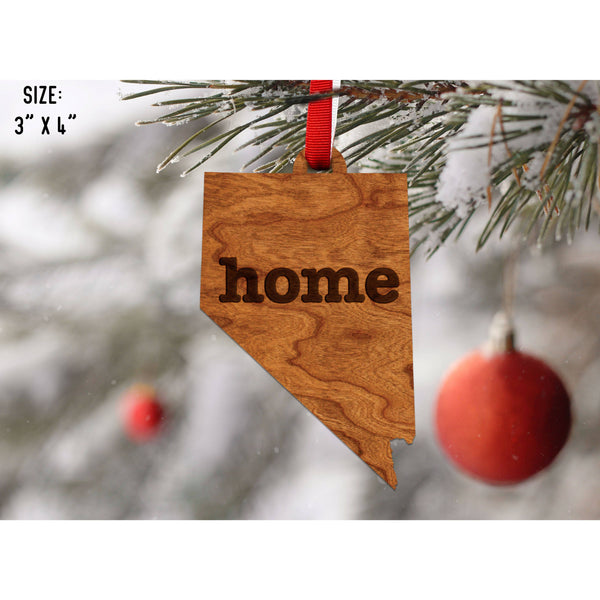 "Home" State Outline Cherry Ornament (Available In All 50 States ) Ornament Shop LazerEdge NV - Nevada Cherry 