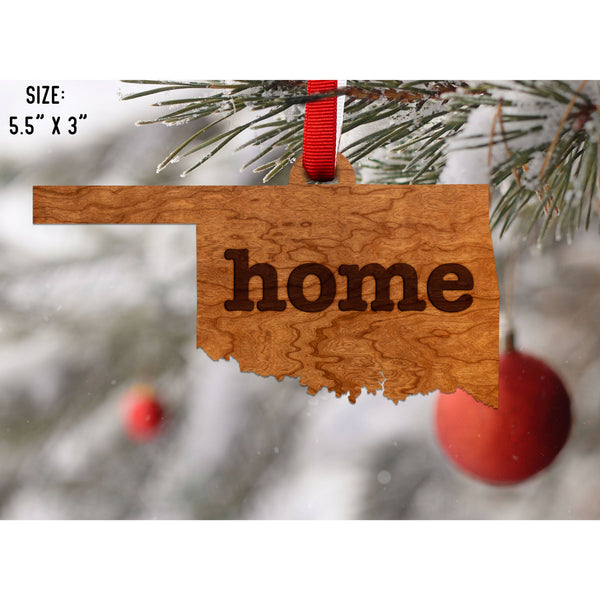 "Home" State Outline Cherry Ornament (Available In All 50 States ) Ornament Shop LazerEdge OK - Oklahoma Cherry 