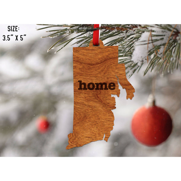 "Home" State Outline Cherry Ornament (Available In All 50 States ) Ornament Shop LazerEdge RI - Rhode Island Cherry 