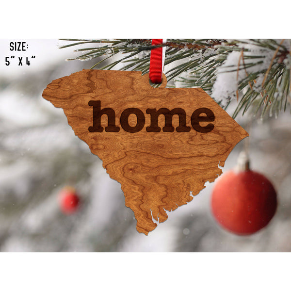 "Home" State Outline Cherry Ornament (Available In All 50 States ) Ornament Shop LazerEdge SC - South Carolina Cherry 