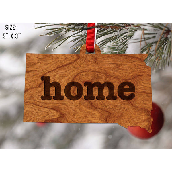 "Home" State Outline Cherry Ornament (Available In All 50 States ) Ornament Shop LazerEdge SD - South Dakota Cherry 