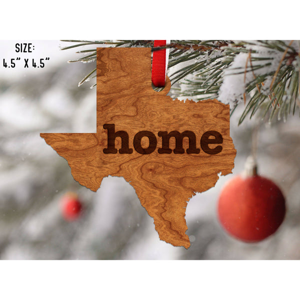 "Home" State Outline Cherry Ornament (Available In All 50 States ) Ornament Shop LazerEdge TX - Texas Cherry 